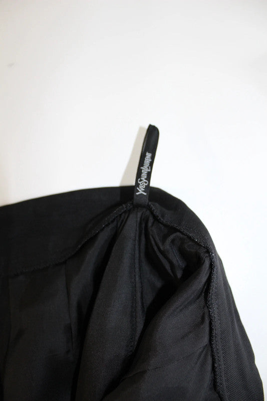 Vintage YSL Rive Gauche Black Linen Pencil Skirt W27