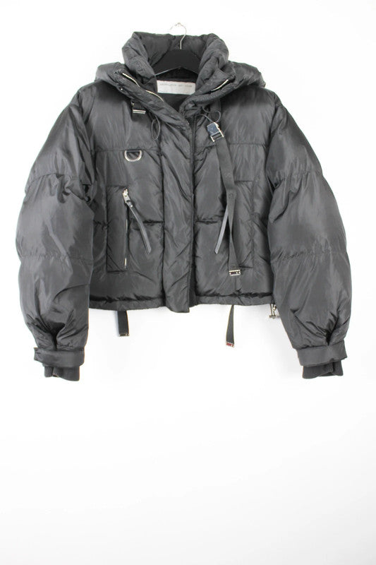 Shoreditch Ski Club Willow Black Cropped Puffer Jacket Medium