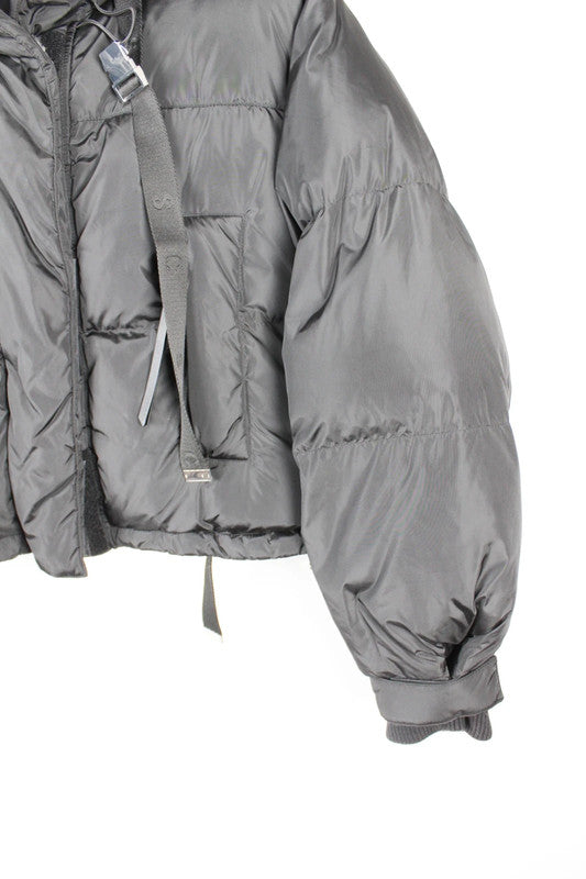 Shoreditch Ski Club Willow Black Cropped Puffer Jacket Medium