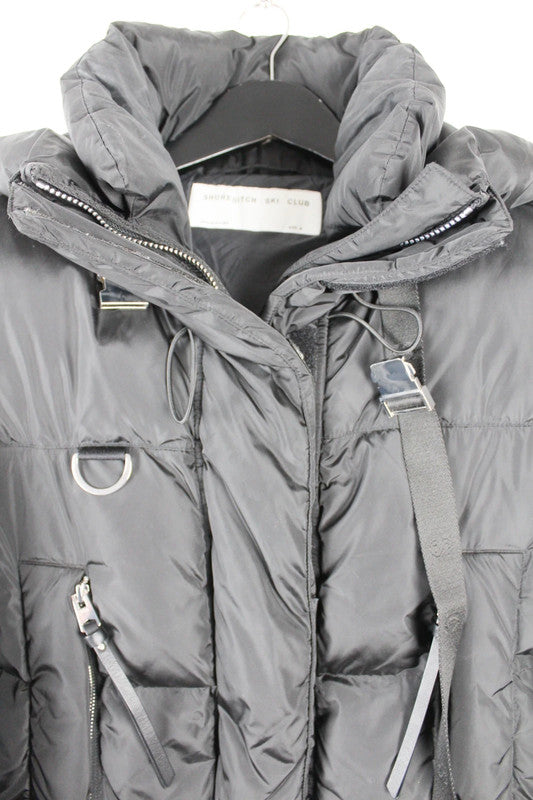 Shoreditch Ski Club Willow Black Cropped Puffer Jacket Medium