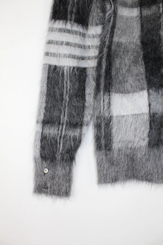 Thom Browne Checked Mohair-Blend Cardigan Small