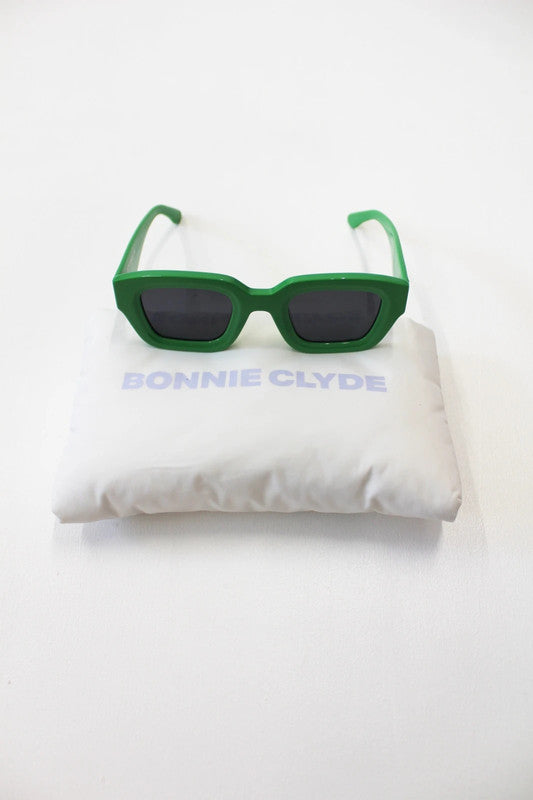 Bonnie Clyde Karate Green Rectangular Sunglasses