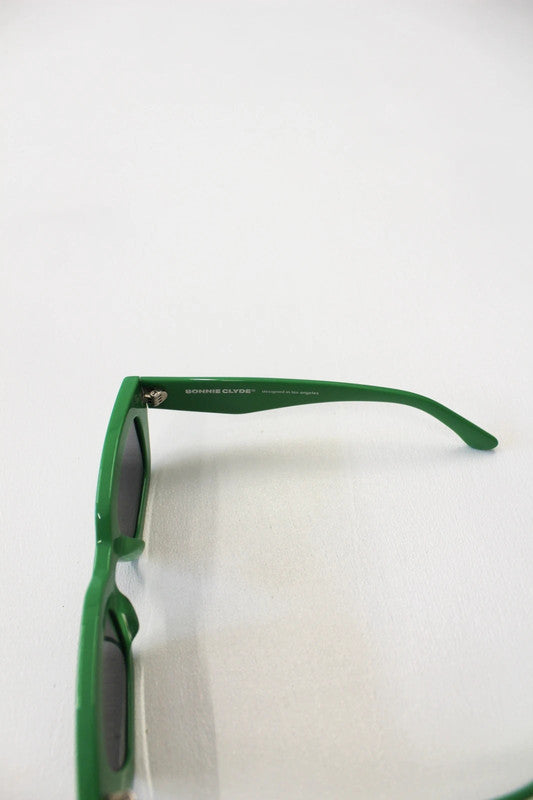 Bonnie Clyde Karate Green Rectangular Sunglasses