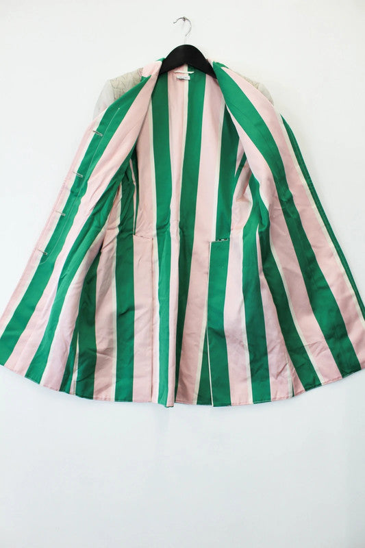 Thom Browne Pre-Fall 2019 Sheer Duck Embroidered Striped Coat EU40