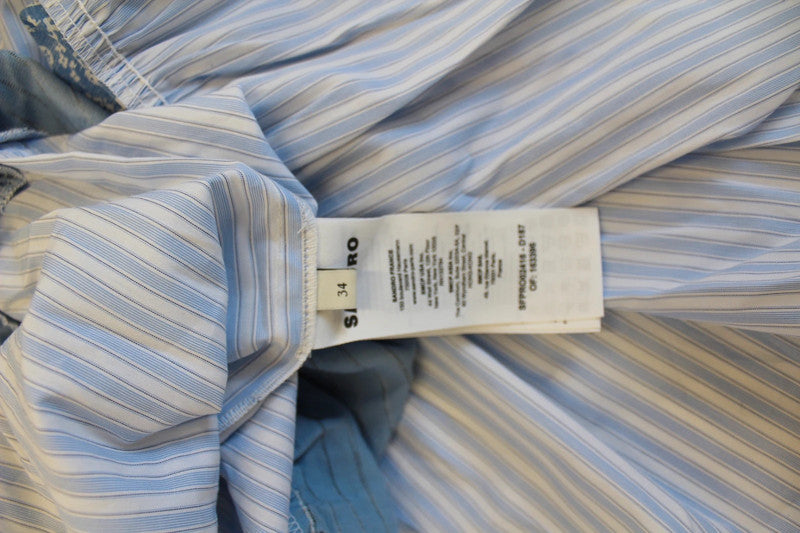 Sandro Tropea Multiprint Cotton Maxi Dress Blue & White XS