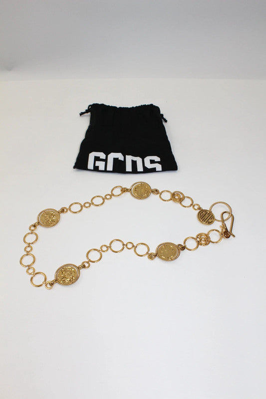 GCDS Gold Coin Medallion Chain Belt
