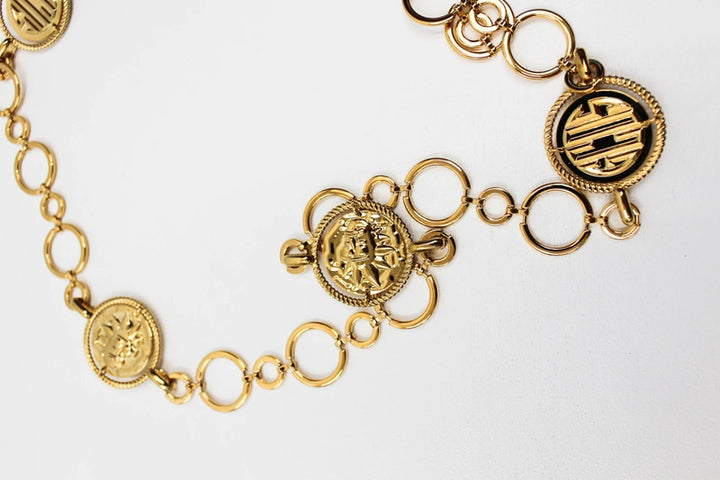 GCDS Gold Coin Medallion Chain Belt