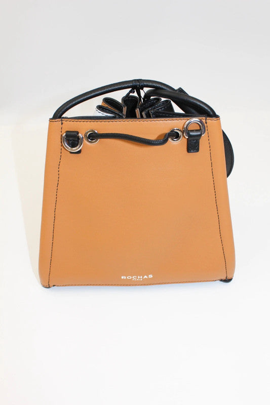 Rochas Paris Calf Voila Leather Bucket Bag Black/White/Tan