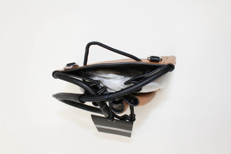 Rochas Paris Calf Voila Leather Bucket Bag Black/White/Tan