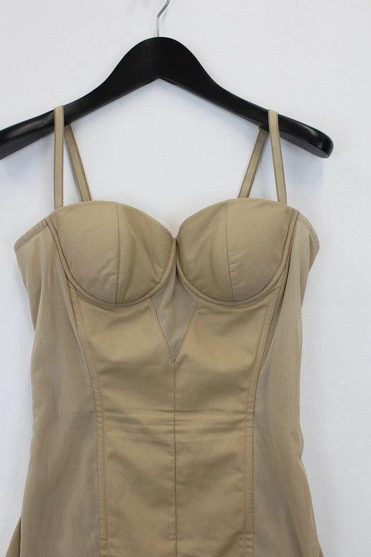 Burberry Beatriz Cotton Gabardine Corset Dress Honey Beige XS
