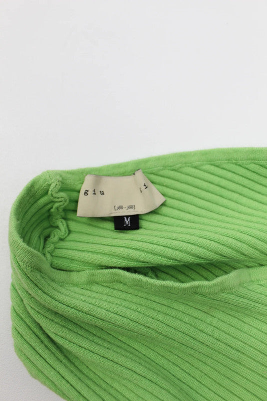 Giu Giu Nonna Ribbed Asymmetric Wrap Top – Wasabi Green – Medium