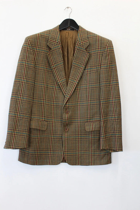 Vintage DAKS London Multi-Colour Plaid Wool Blazer – Made in UK – 42R