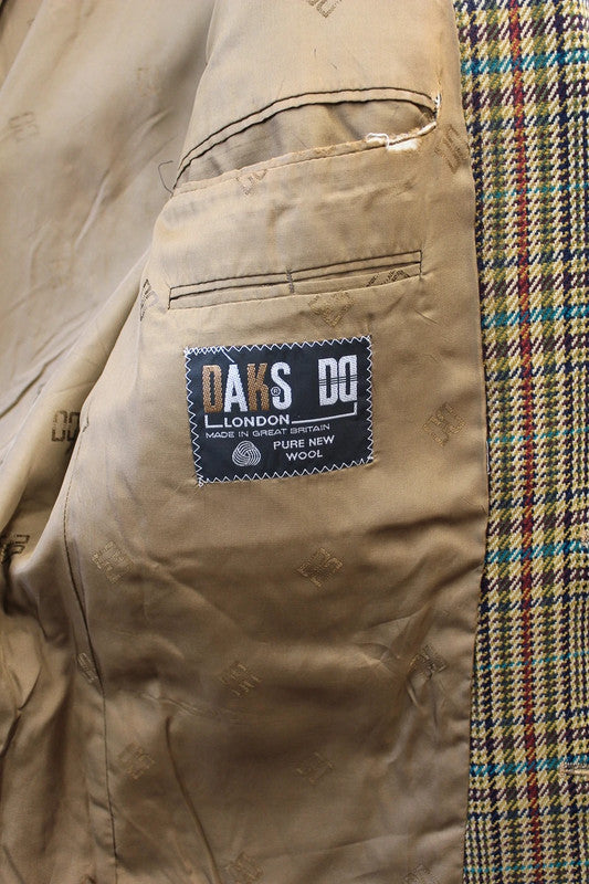 Vintage DAKS London Multi-Colour Plaid Wool Blazer – Made in UK – 42R
