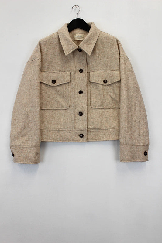 Sézane Erwann Wool Jacket in Mottled Ecru - Small