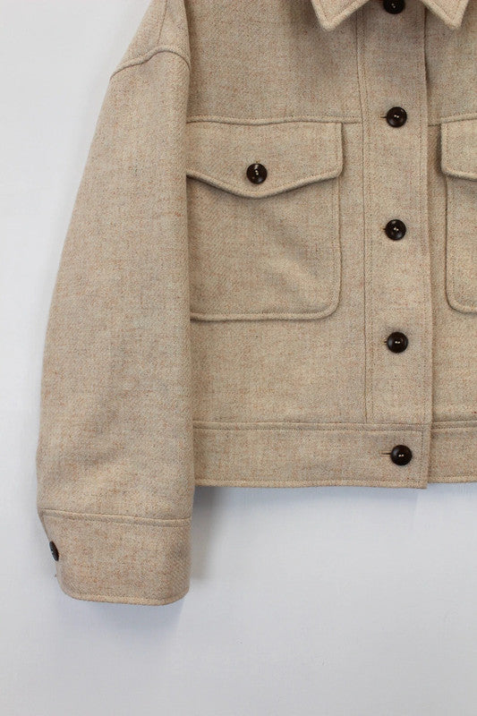 Sézane Erwann Wool Jacket in Mottled Ecru - Small
