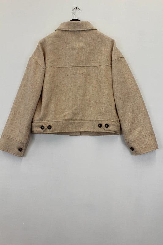 Sézane Erwann Wool Jacket in Mottled Ecru - Small