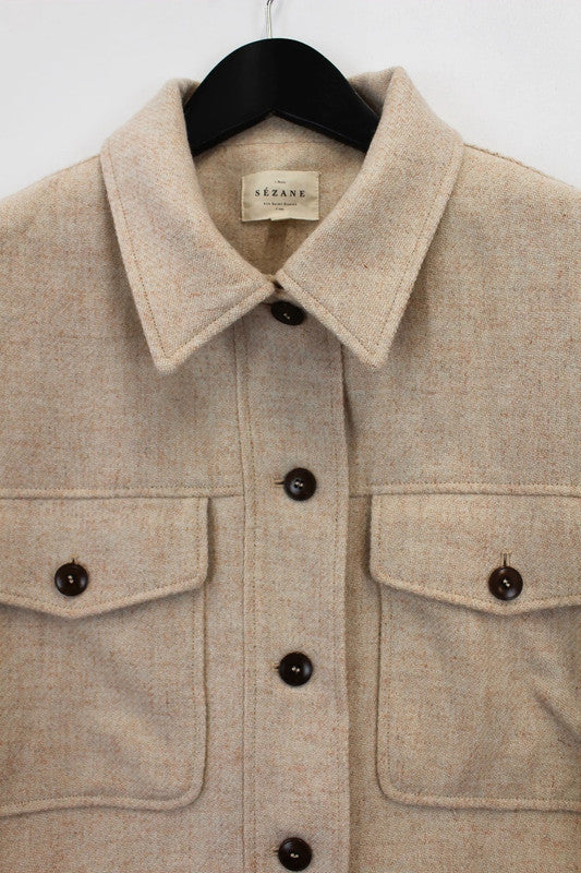 Sézane Erwann Wool Jacket in Mottled Ecru - Small