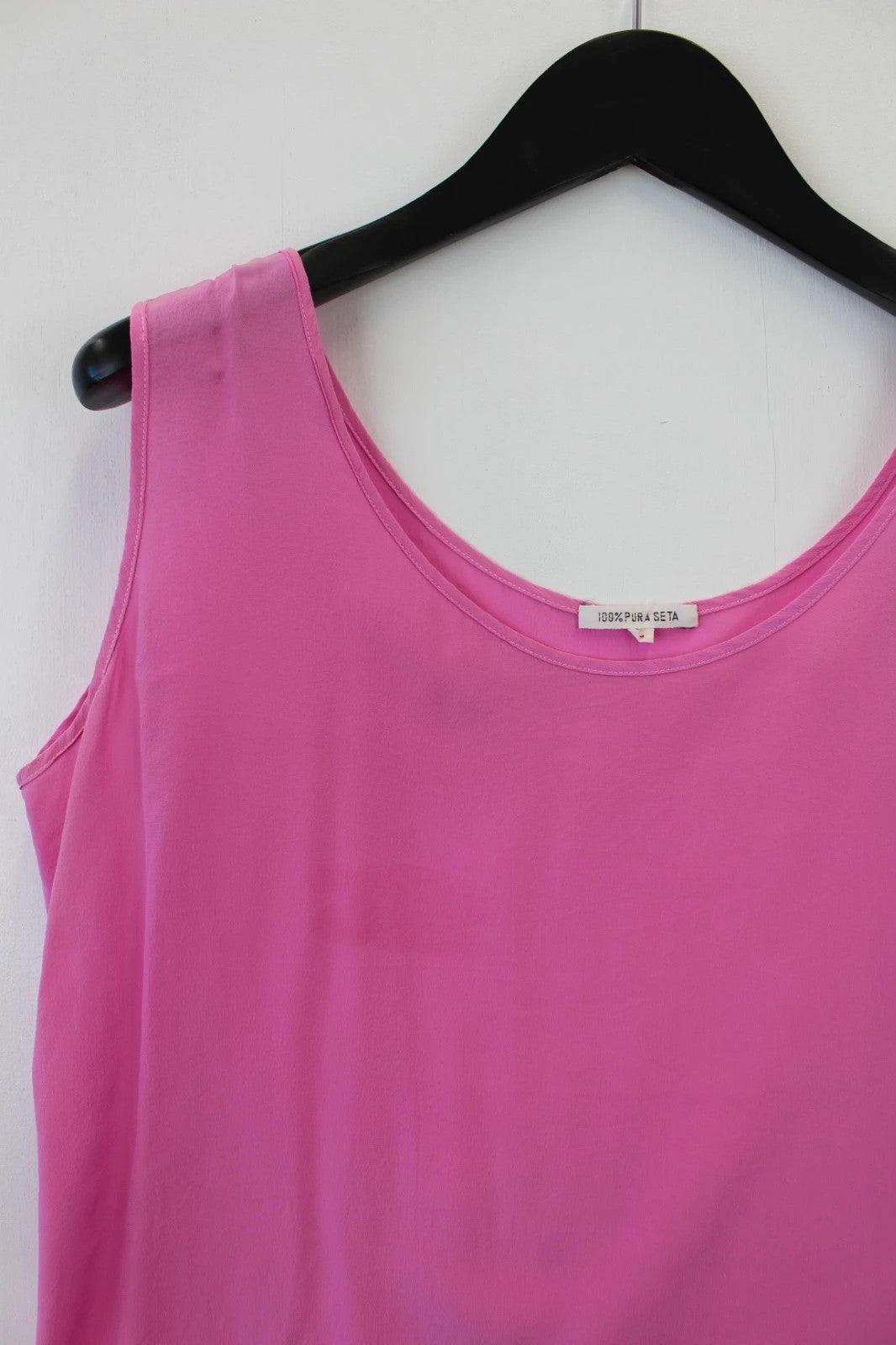 Vintage Italian Hot Pink Racerback Pure Silk Shell Top Large