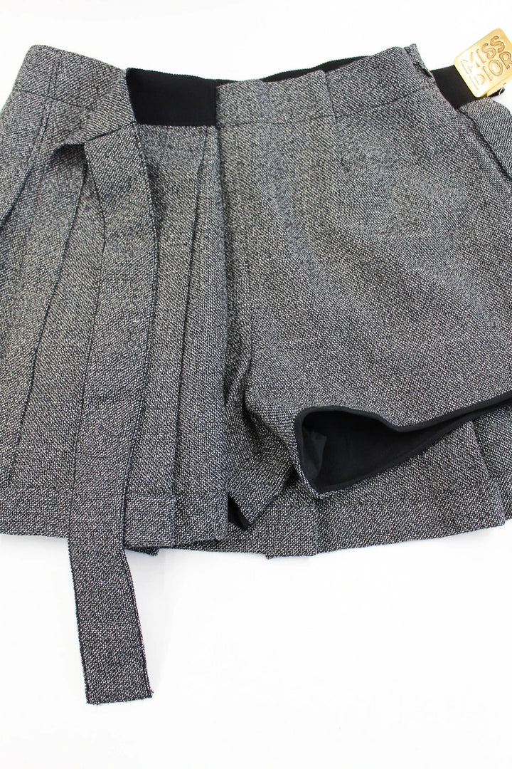 Christian Dior Winter 2024 Pleated Skort - Grey Wool - Size FR 36