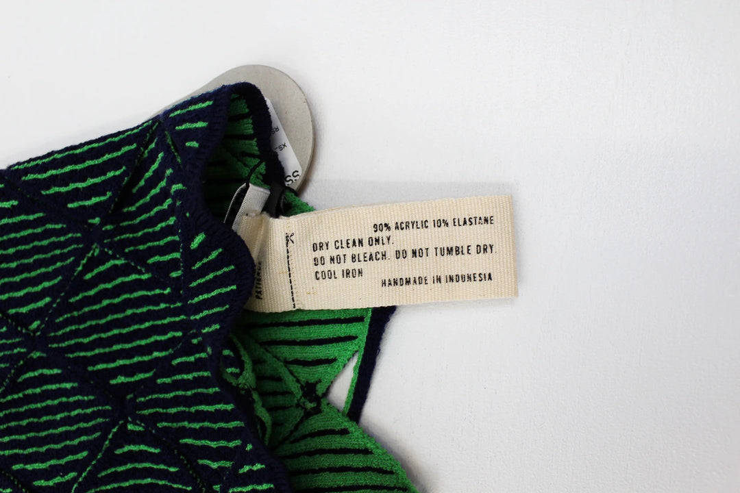 Isa Boulder Navy & Green Argyle Knit Tank Top - Halter Neck