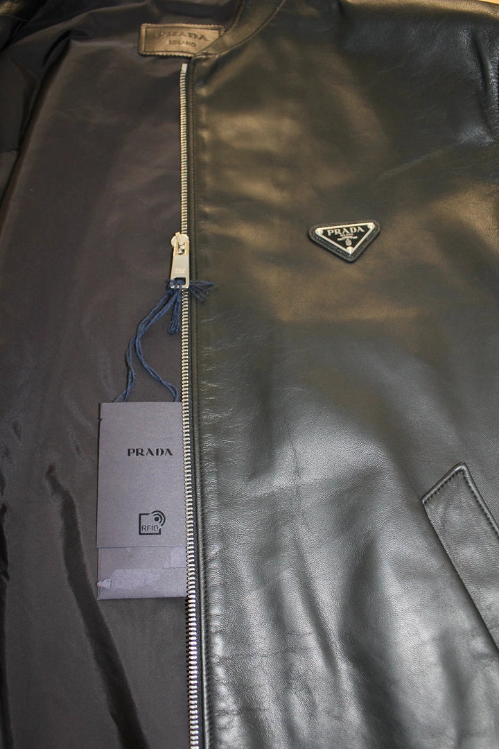 BNWT Prada Nappa Leather Bomber Jacket - Black - Size 54 (XL)