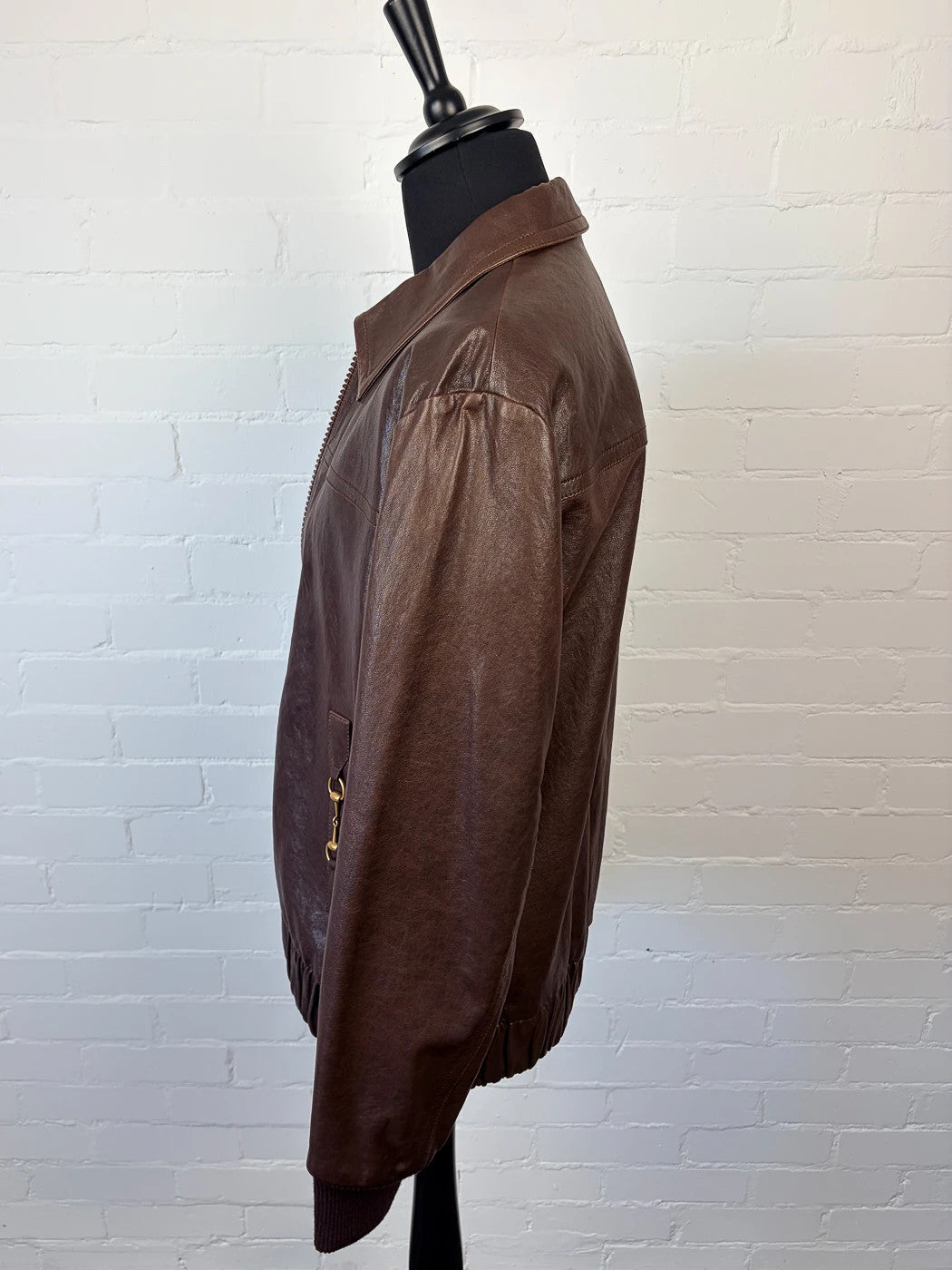 BNWT Gucci Horsebit Brown Lambskin Leather Bomber Jacket XL