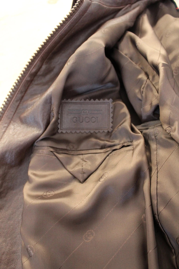 BNWT Gucci Horsebit Brown Lambskin Leather Bomber Jacket XL