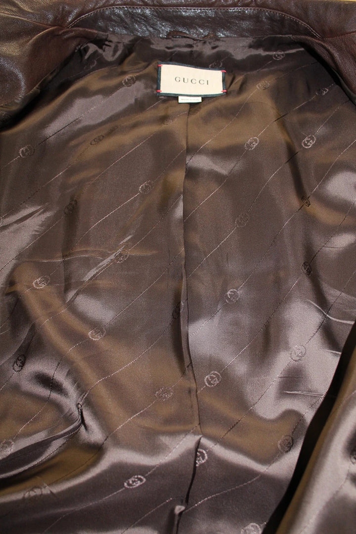 BNWT Gucci Horsebit Brown Lambskin Leather Bomber Jacket XL