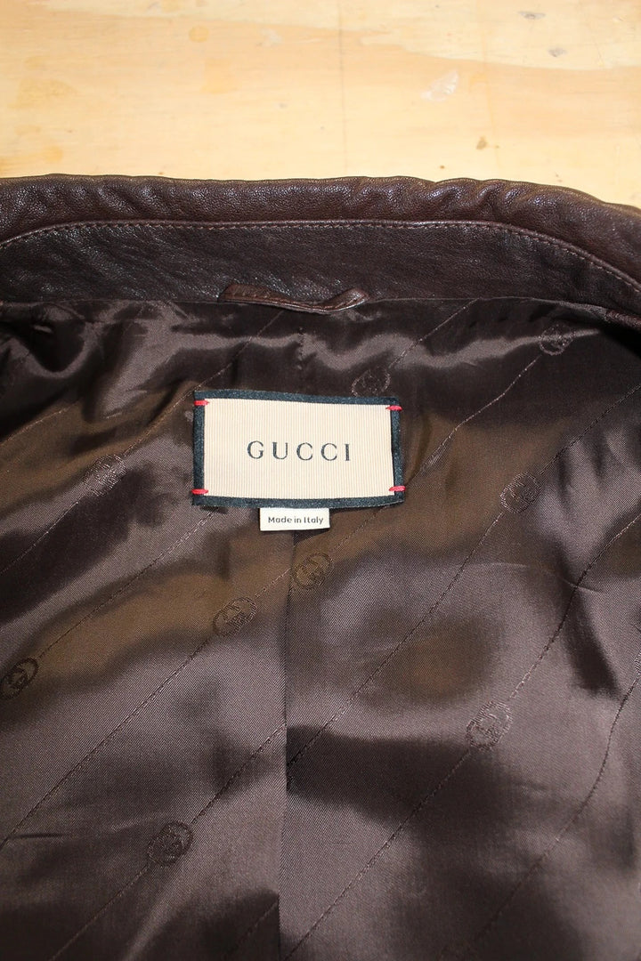 BNWT Gucci Horsebit Brown Lambskin Leather Bomber Jacket XL