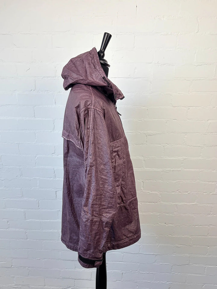 Stone Island Raw Linen Plated-OVD Short Parka - Dark Burgundy - XL