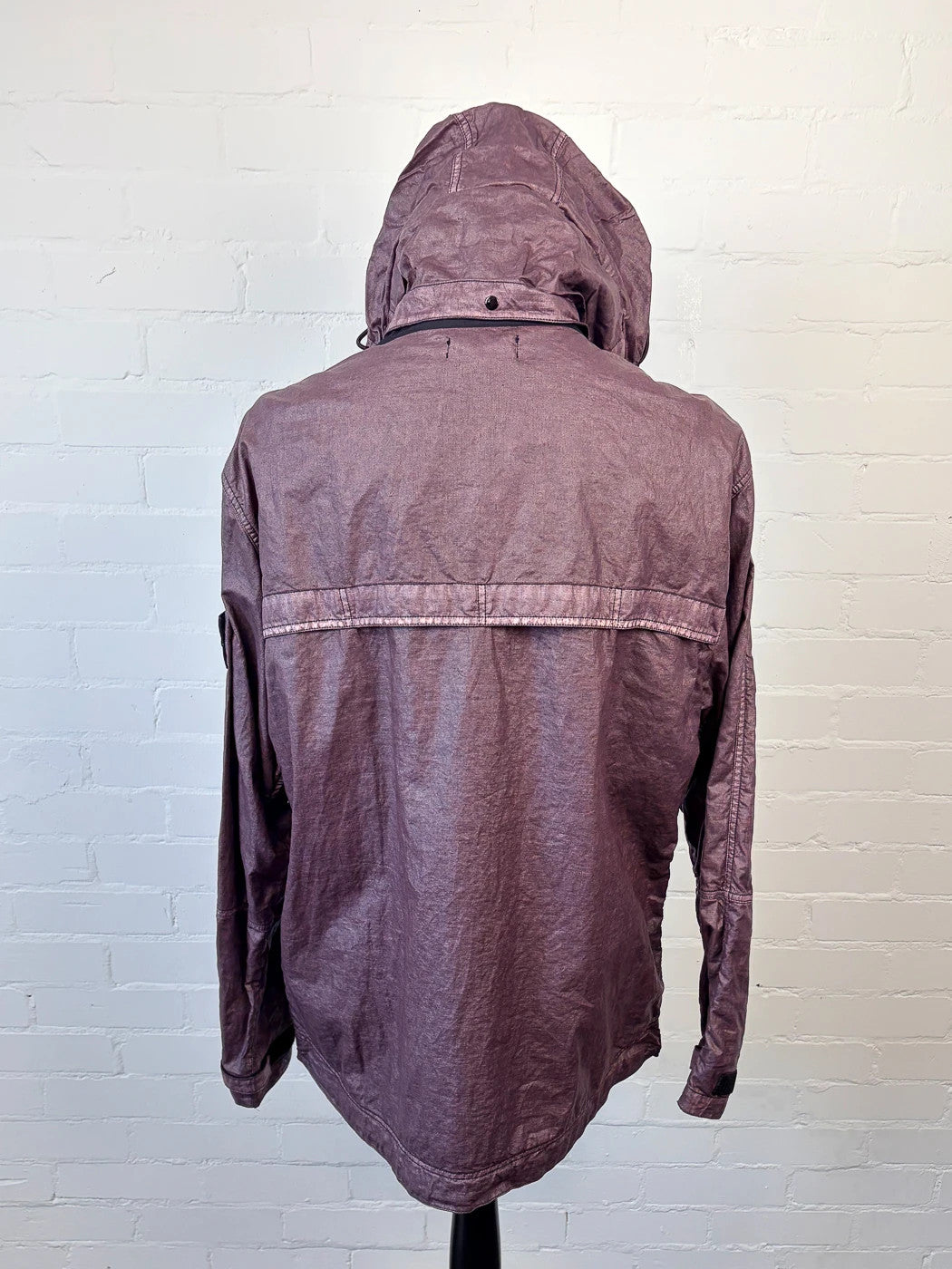 Stone Island Raw Linen Plated-OVD Short Parka - Dark Burgundy - XL