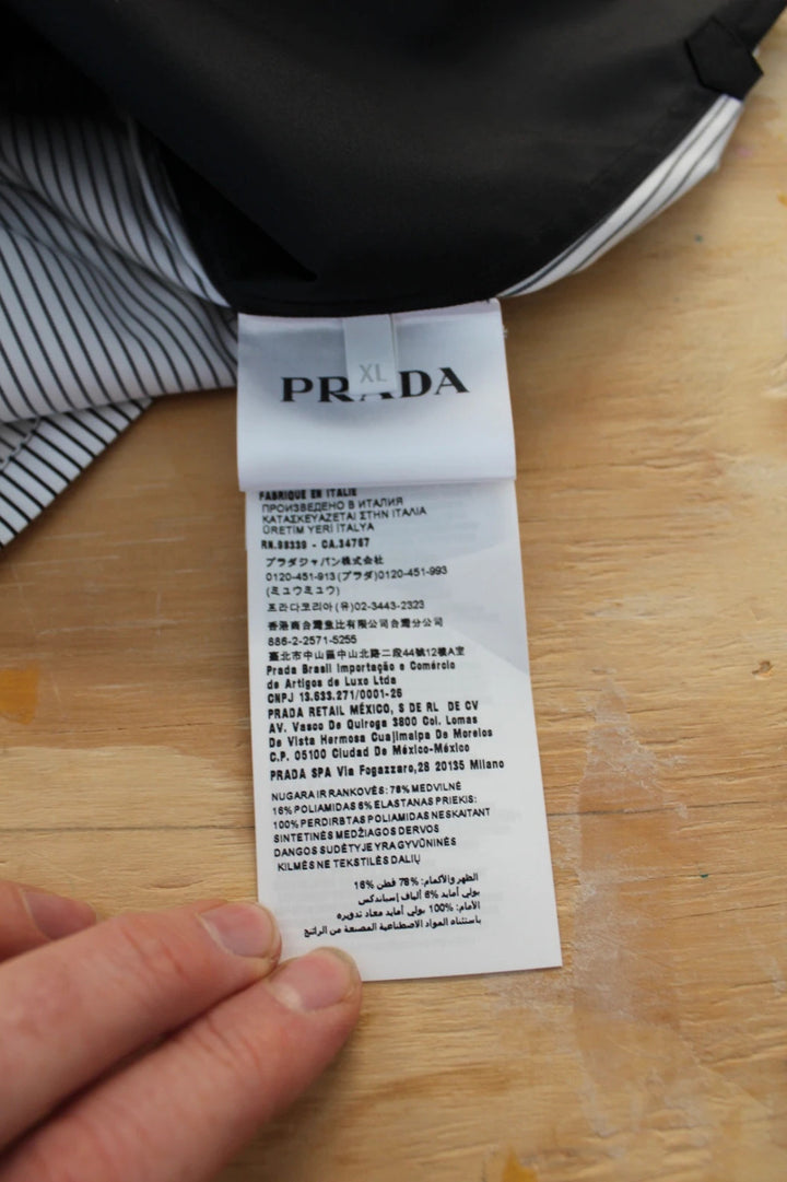Prada Stretch Cotton & Re-Nylon Hybrid Shirt - Black/White XL