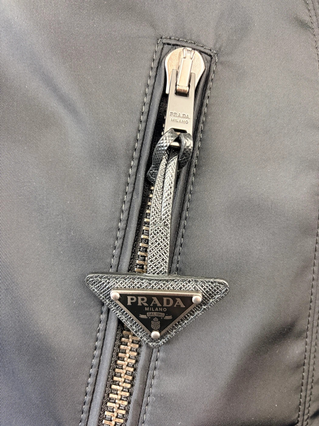 Authentic Prada Re-Nylon Moto Jacket - Padded Detail - Black
