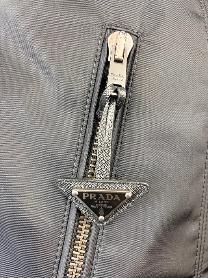 Authentic Prada Re-Nylon Moto Jacket - Padded Detail - Black