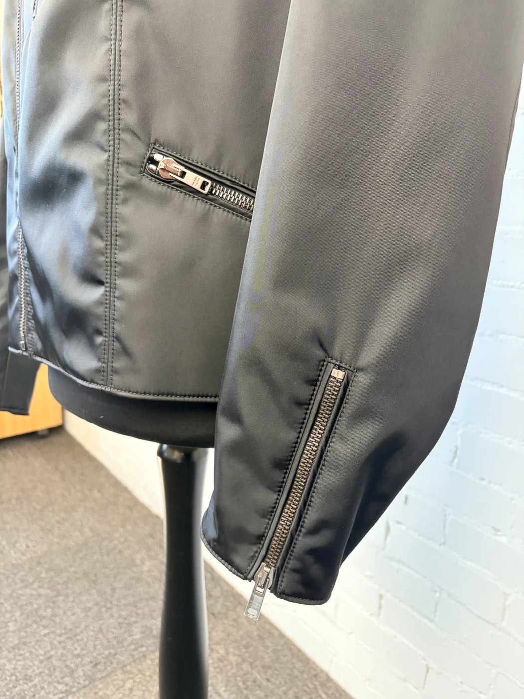 Authentic Prada Re-Nylon Moto Jacket - Padded Detail - Black