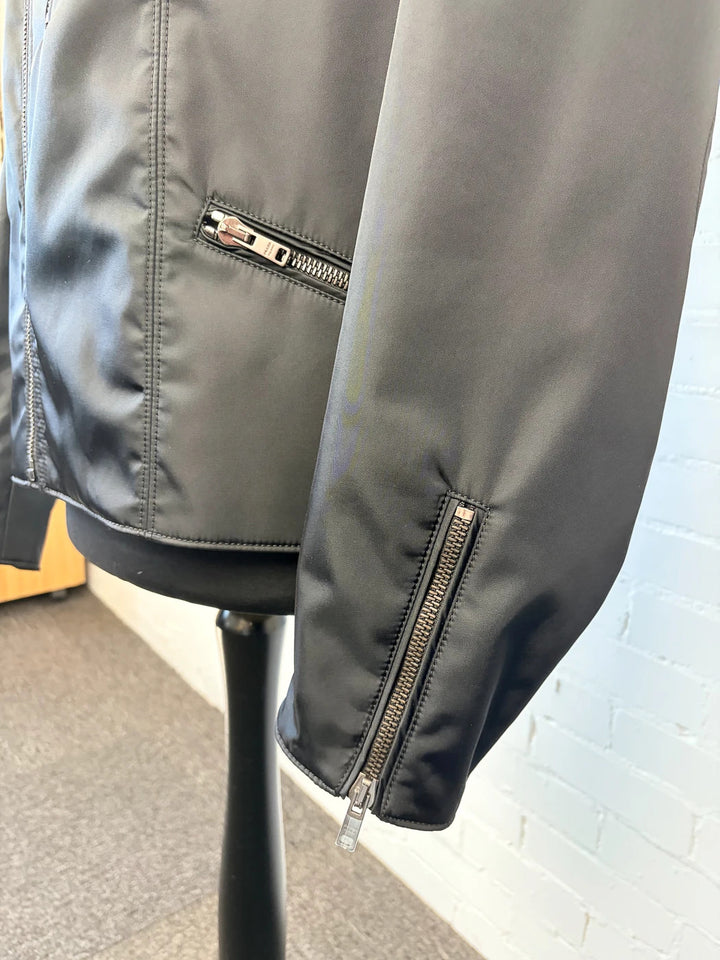 Authentic Prada Re-Nylon Moto Jacket - Padded Detail - Black