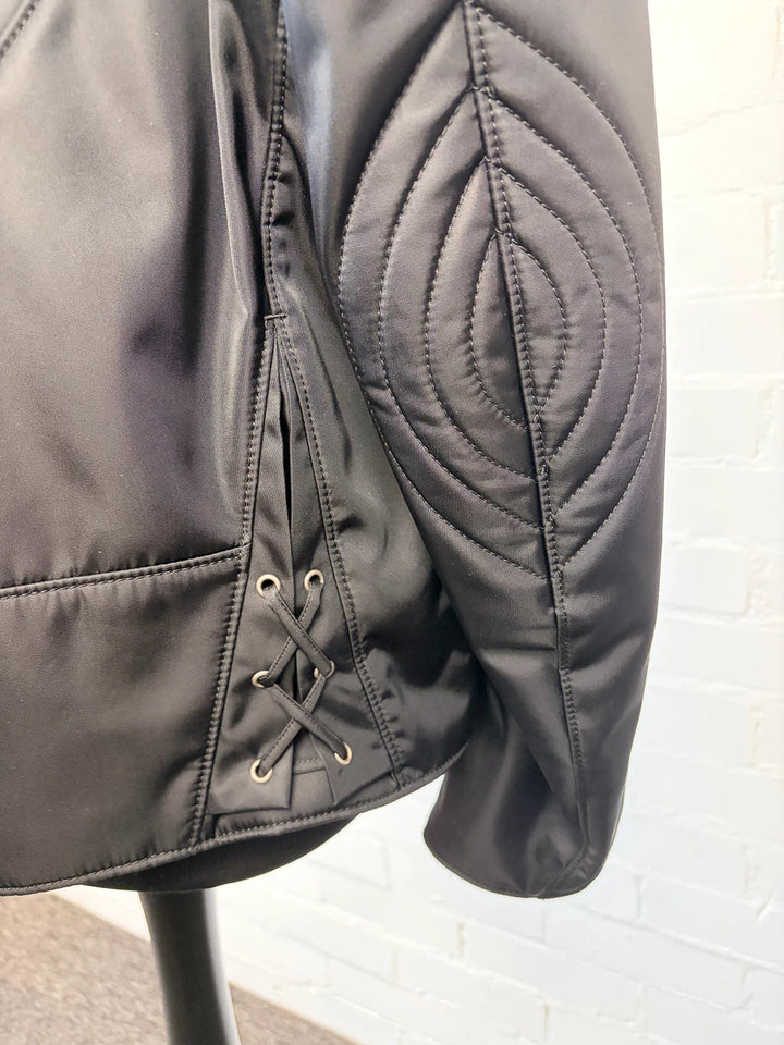Authentic Prada Re-Nylon Moto Jacket - Padded Detail - Black