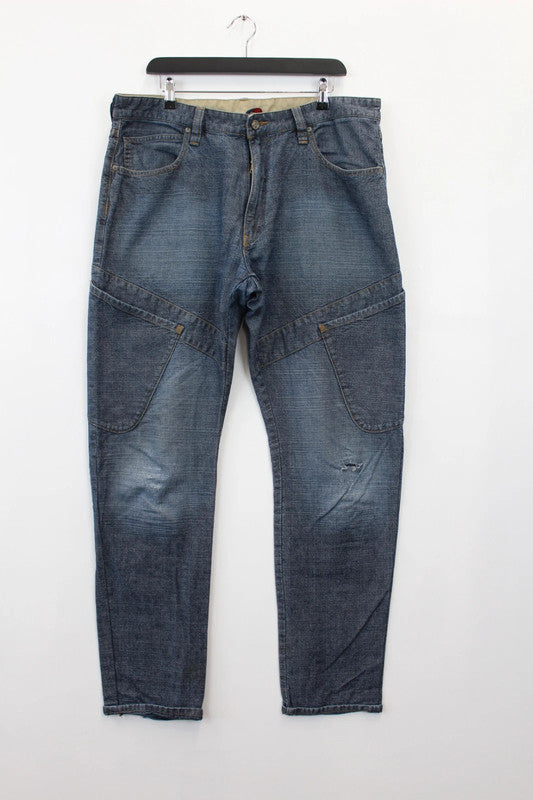 Vintage Etienne Ozeki Japanese Skater Jeans Blue Baggy Y2K Embroidered W36"