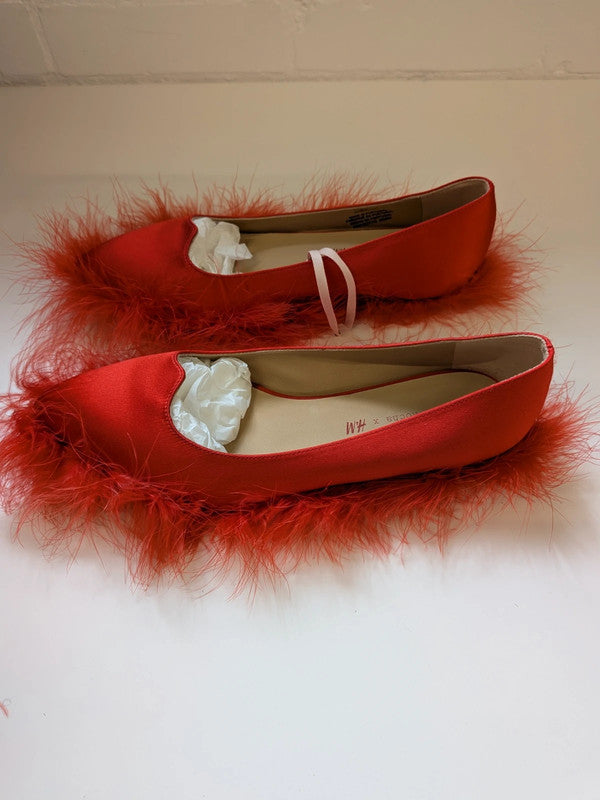 Simone Rocha x H&M Red Feather Satin Pointed Ballet Flats Pumps New Box EU37 UK4