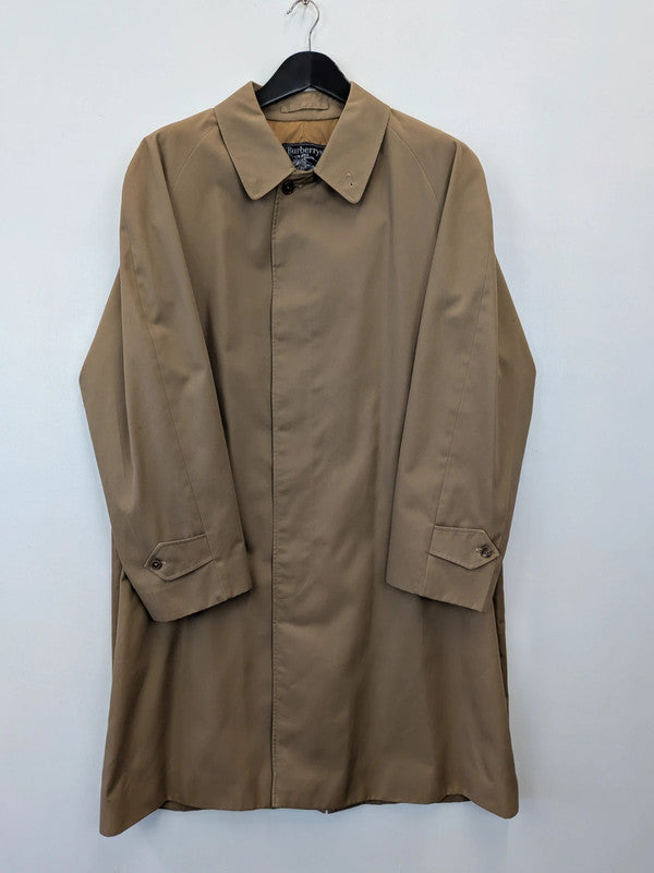 Vintage 70s Burberry Mac Coat Beige Single Breasted Trench Tartan Plaid Check XL