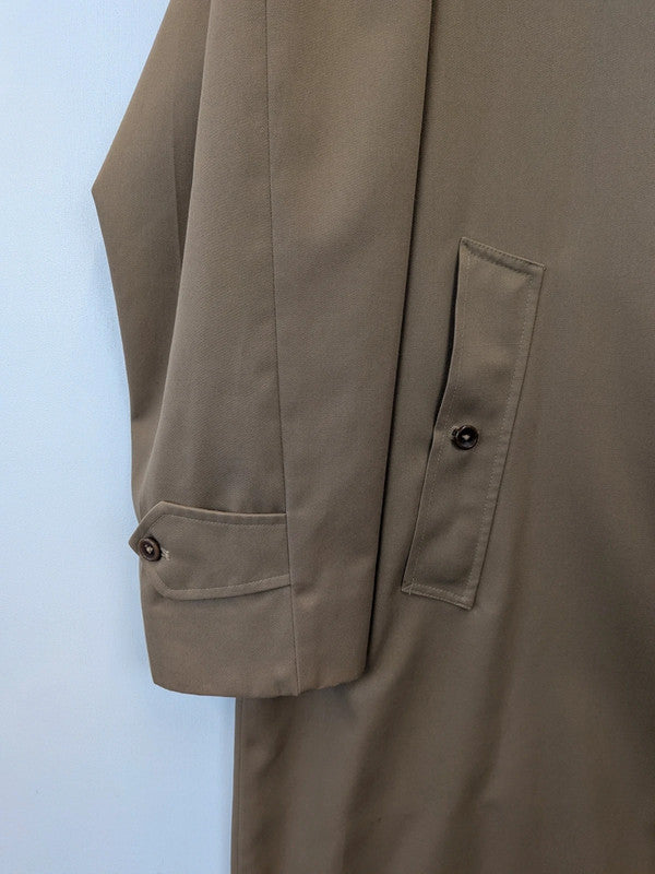 Vintage 70s Burberry Mac Coat Beige Single Breasted Trench Tartan Plaid Check XL