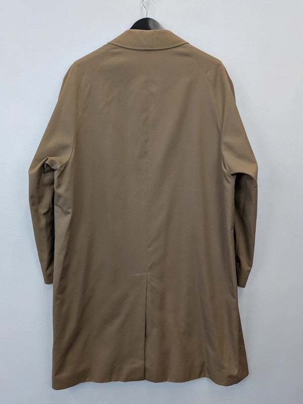 Vintage 70s Burberry Mac Coat Beige Single Breasted Trench Tartan Plaid Check XL
