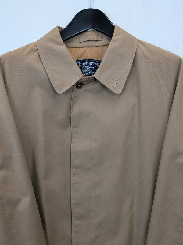 Vintage 70s Burberry Mac Coat Beige Single Breasted Trench Tartan Plaid Check XL