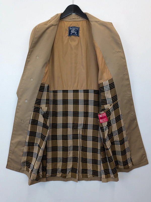 Vintage 70s Burberry Mac Coat Beige Single Breasted Trench Tartan Plaid Check XL