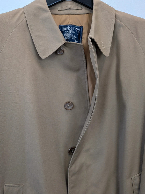 Vintage 70s Burberry Mac Coat Beige Single Breasted Trench Tartan Plaid Check XL