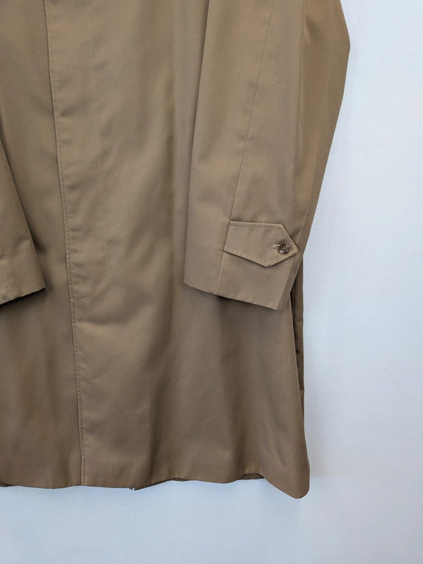 Vintage 70s Burberry Mac Coat Beige Single Breasted Trench Tartan Plaid Check XL