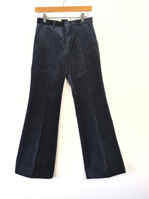 Vintage Luxury Dark Navy Velvet Flare Trousers Cotton Modal Blend W28 L29