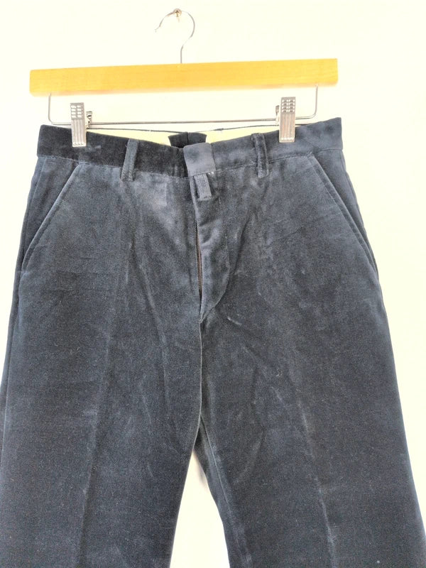 Vintage Luxury Dark Navy Velvet Flare Trousers Cotton Modal Blend W28 L29