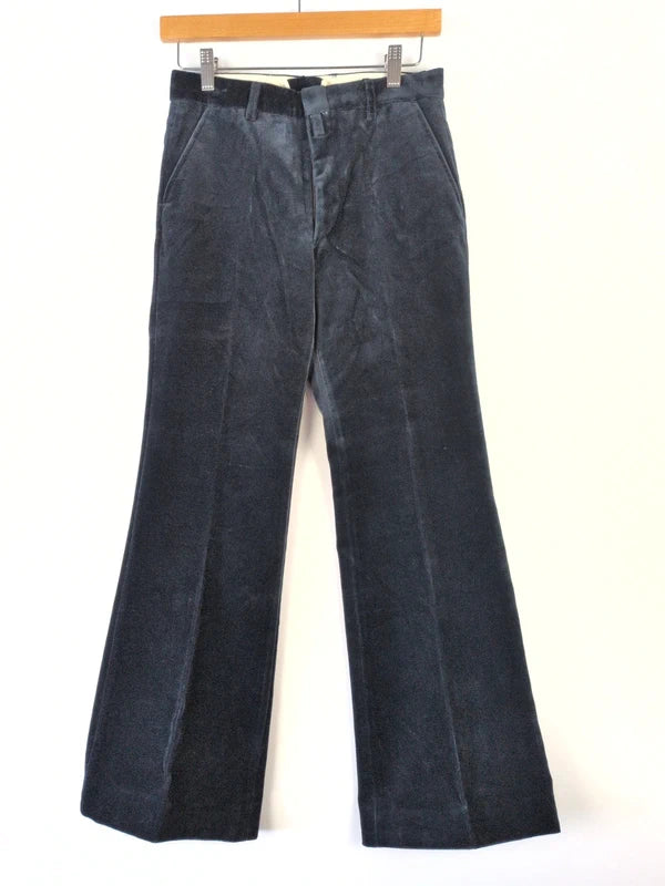 Vintage Luxury Dark Navy Velvet Flare Trousers Cotton Modal Blend W28 L29