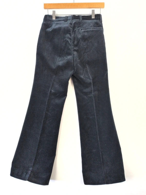 Vintage Luxury Dark Navy Velvet Flare Trousers Cotton Modal Blend W28 L29